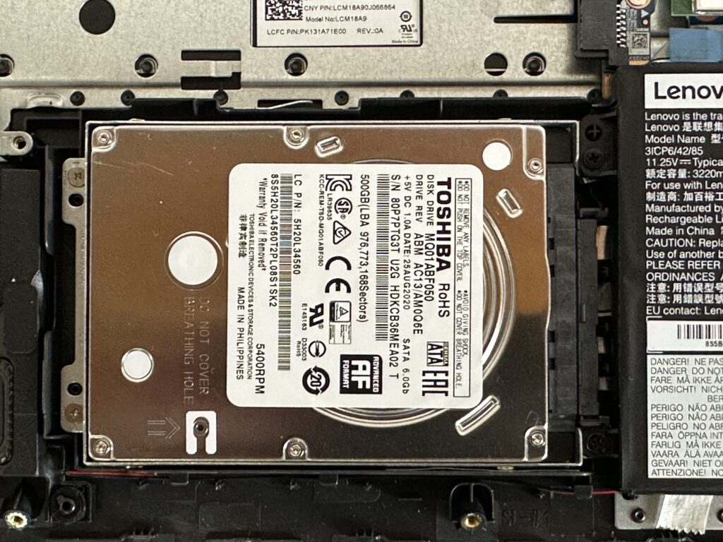 PC-NS100N1B-P6のHDD