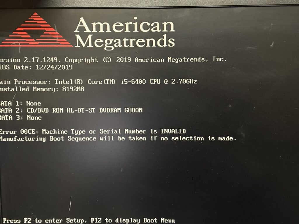 PC-MK27MLZ7CBSU BIOS修復で起動するようになりました