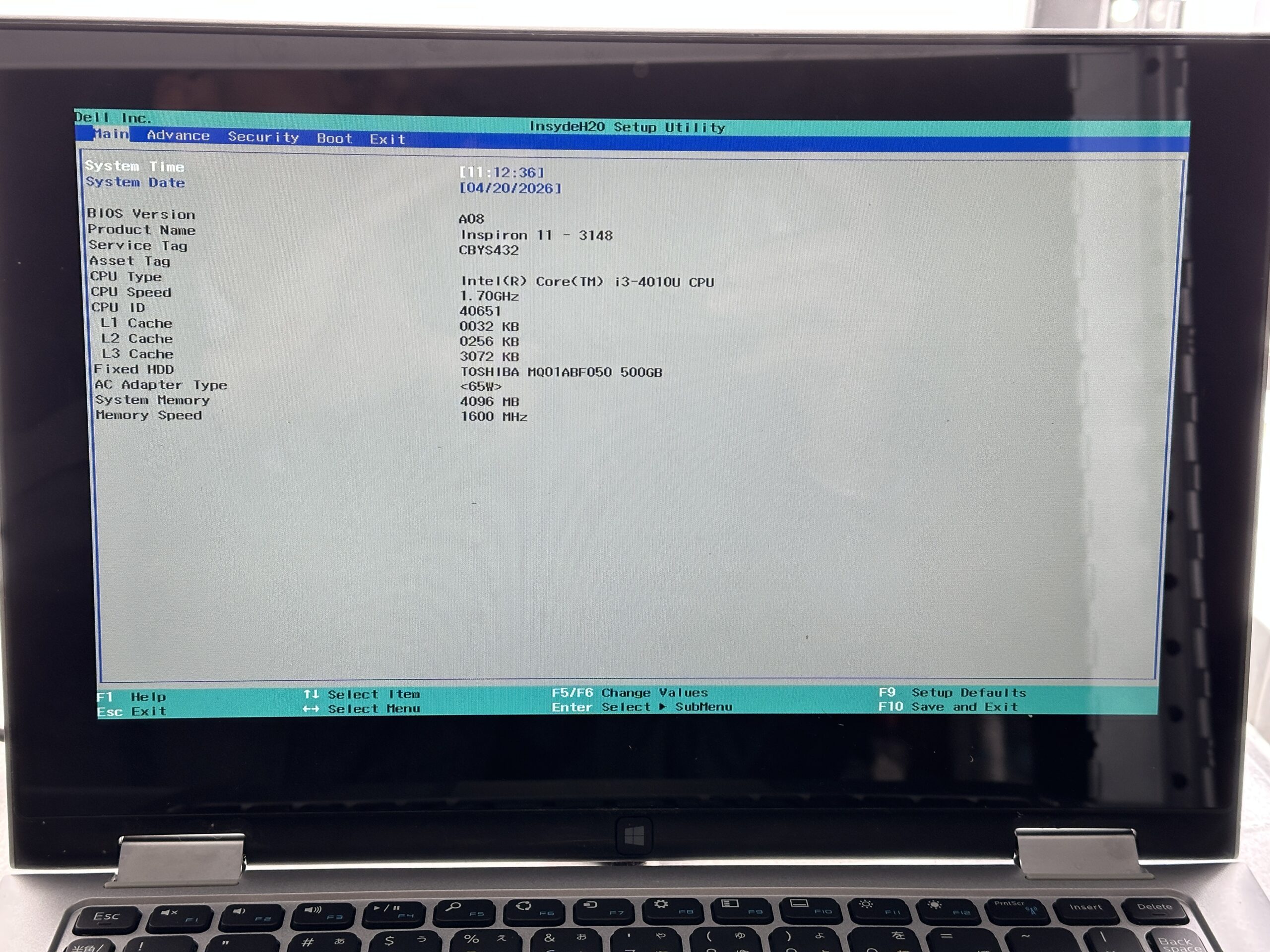 Inspiron 3148の修復完了後の様子